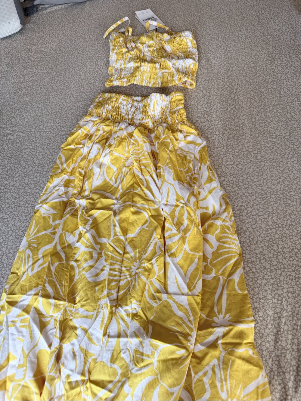 Faithfull the Brand Marigold and White Floral Two-Piece Set
